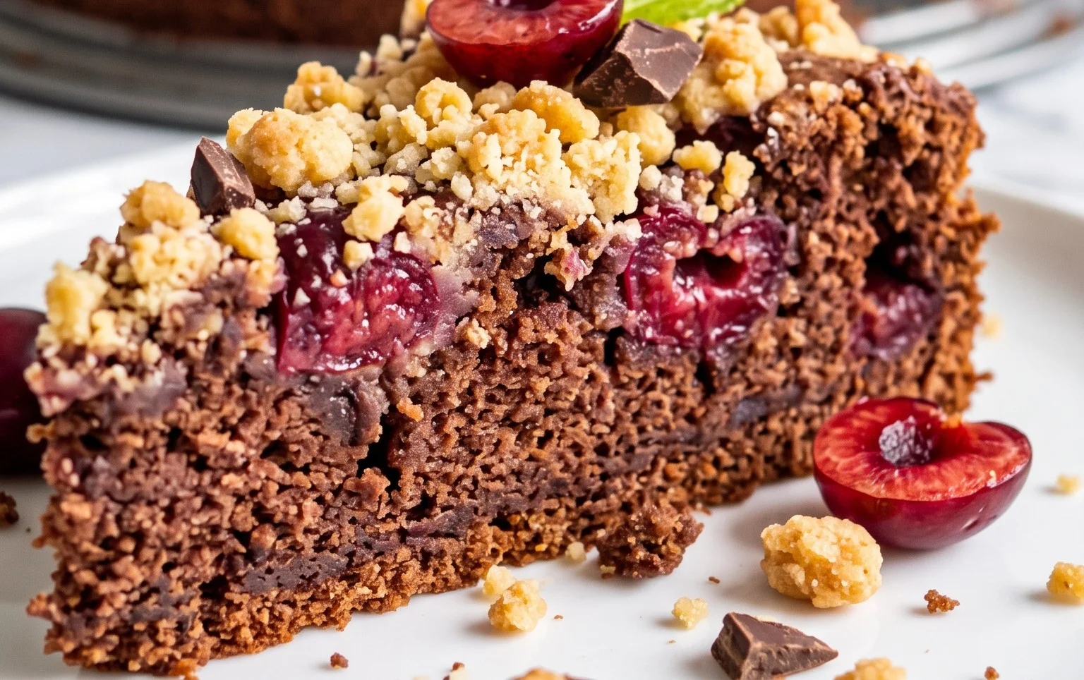 Schoko-Kirsch Extractkuchen mit Streuseln