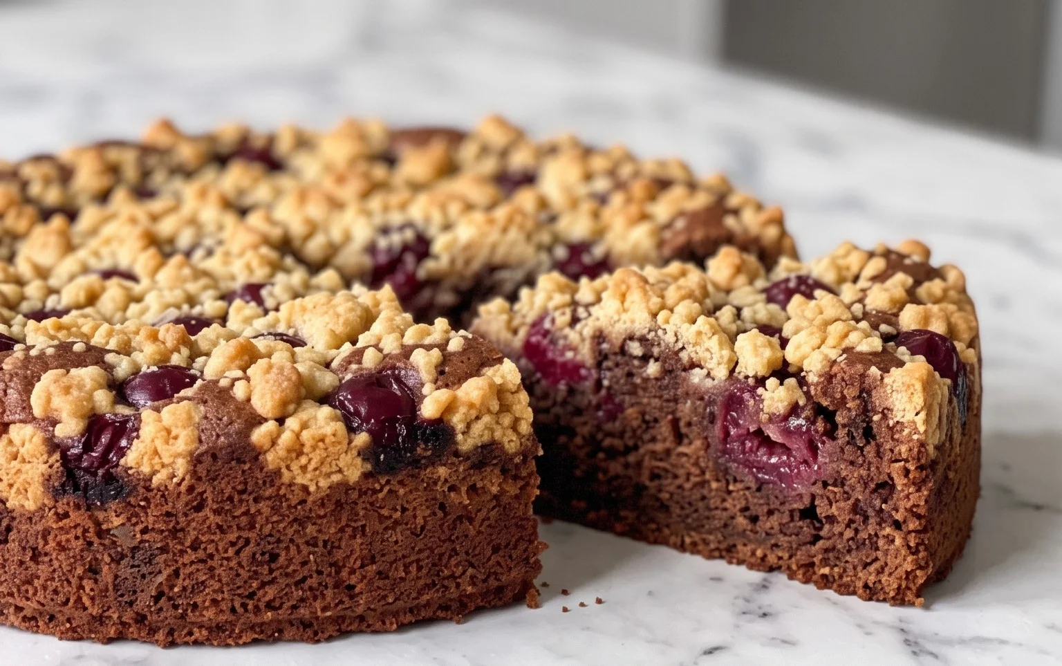 Schoko-Kirsch Extractkuchen mit Streuseln